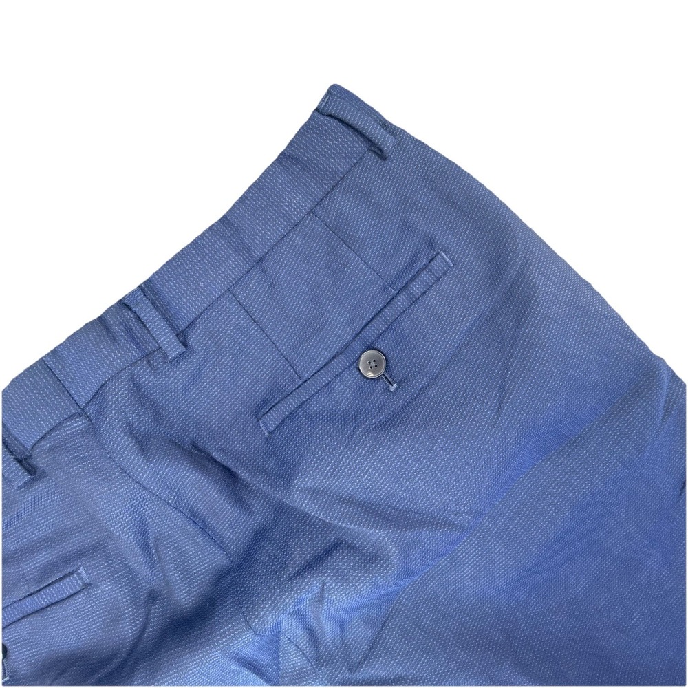 Hugo Boss Dress Pants Men 34R Navy Blue Flat Front Textured Wool Trouser